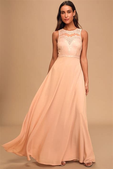 Lovely Blush Dress Maxi Dress Sleeveless Lace Dress Lulus