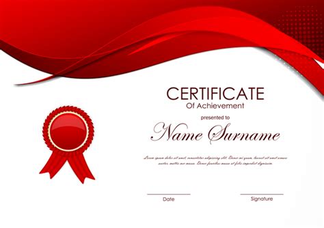 Red Styles Certificate Template Vector 03 Free Download