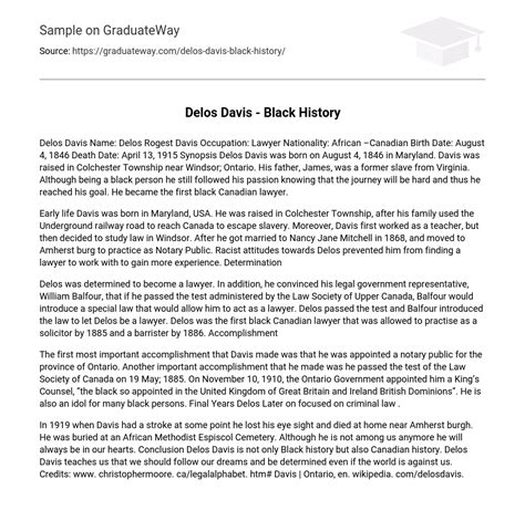 ⇉delos Davis Black History Essay Example Graduateway