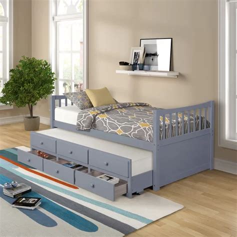 The materials needed for this diy trundle bed include plywood, quilting batting, staple gun, fabrics, slats, screws, screwdriver, large drawer pulls, drill, and nail adhesive. Clayhatchee Twin Bed | Daybed with trundle bed, Wood twin ...