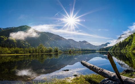 배경 화면 햇빛 경치 호수 자연 반사 협만 알프스 산맥 구름 목초지 저수지 1920x1200px 산악