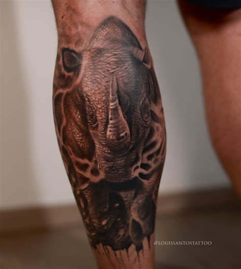 Realistic Rhino Tattoo Louis Santos Tattoo