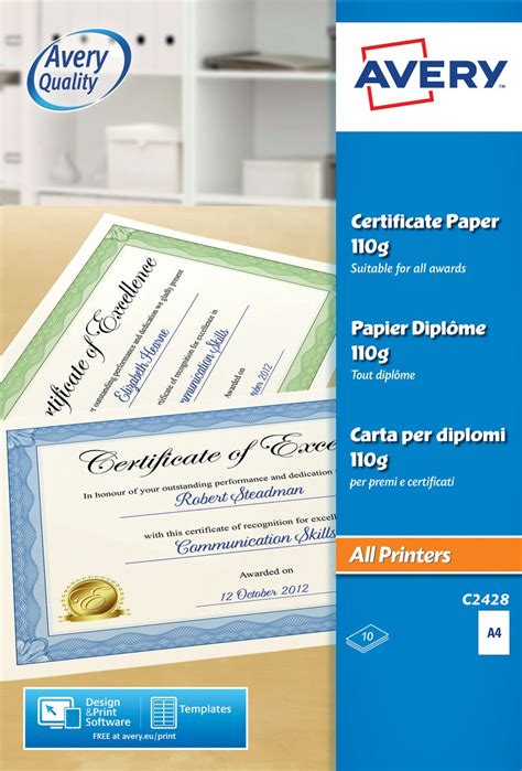 Certificate Paper C2428 Avery