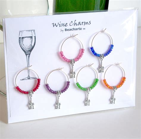 Wine Bottle With Wine Glasses Wine Charms Set Of 6 Hostess T Wine Lover S T Wine
