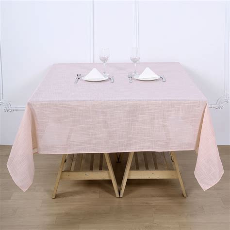 72x72 Linen Square Overlay Slubby Textured Wrinkle Resistant Table