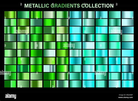 Green Emerald Glossy Gradient Metal Foil Texture Color Swatch Set
