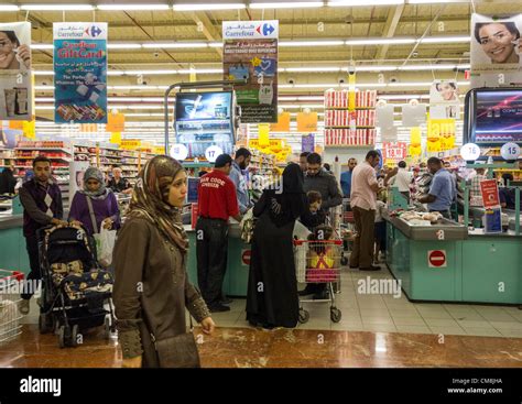 28 October 2012 Egypt Cairo Shoppers Crowding Carrefour Supermarket In