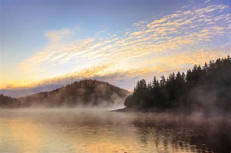Morning Mist By The Lake Stock Photo Image Of Destination 114961802