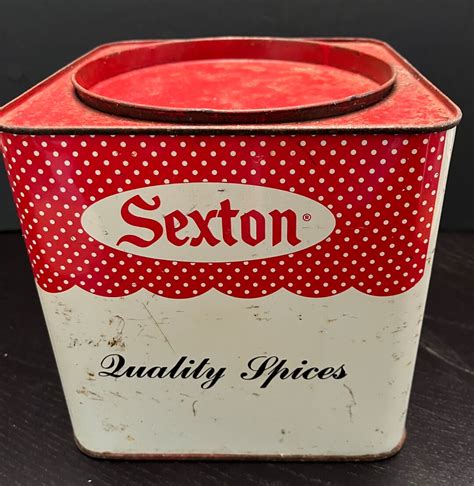 large vintage sexton quality spices tin as kitchen or etsy