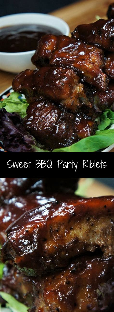Place the short ribs into the liquid in the slow cooker. These Sweet BBQ Party Riblets are fall-off-the-bone goodness! (With images) | Party food ...