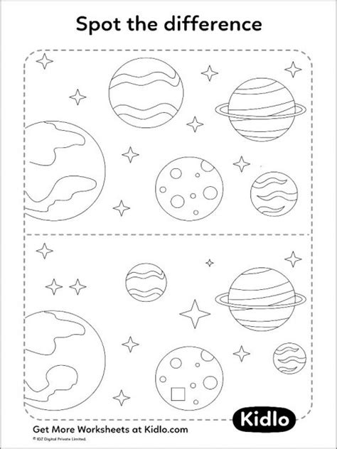 Spot The Difference Space Matching Activity Worksheet 03