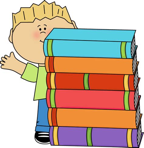 Boy Waving Behind a Stack of Books Clip Art - Boy Waving Behind a Stack ...