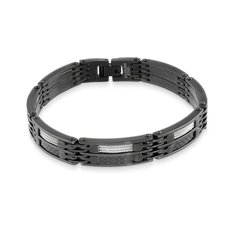 Black Stainless Steel Wire Carbon Fiber Bracelet Italgem Steel