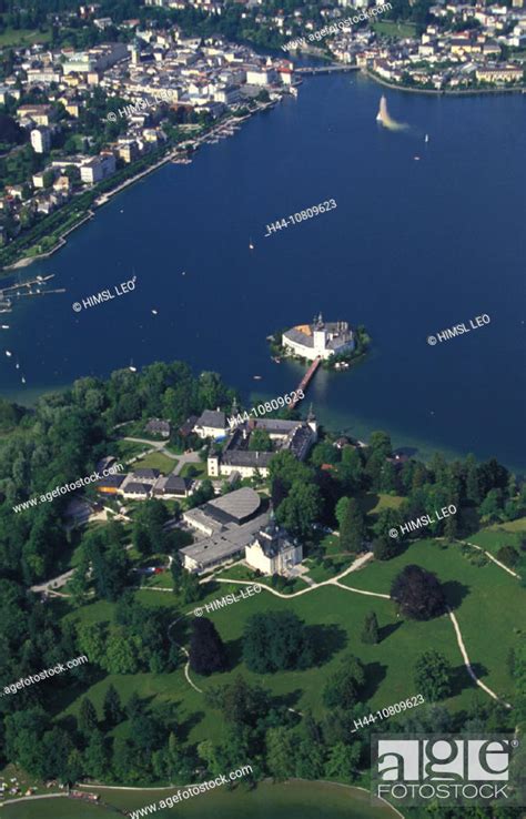 Aerial View Austria Europe Castle Flight Gmunden Lake Orth