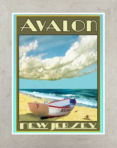 Avalon Nj Framed Vintage Art Deco Style Travel Poster By Aurelio