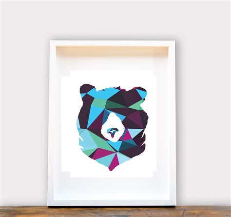 Geometric Bear Print A4 Geometric Bear Bear Nursery Art Nursery Art