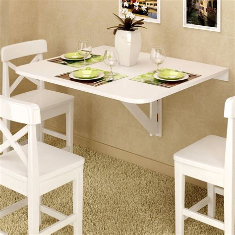 Fasthomegoods Large Wall Mount Drop Leaf Folding Table White Solid Wood
