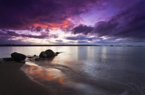 Ocean Beach Usathe Sunset An Orange And Purple Sky