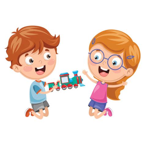 Children Sharing Toys Illustrations Royalty Free Vector Graphics