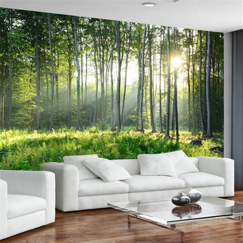 Custom Photo Wallpaper 3d Green Forest Nature Landscape Large Murals
