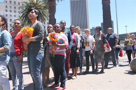 People Gathered Outside Cape Town City Hall Friday To Pay