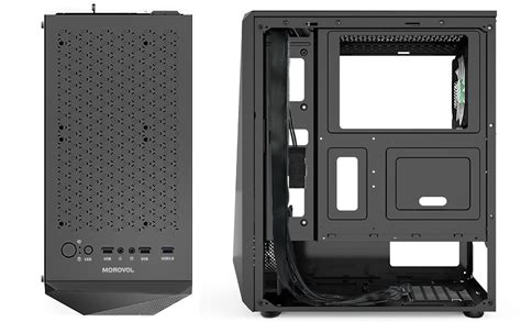 Morovol Atx Pc Case With Led Light Strip Irregular Front