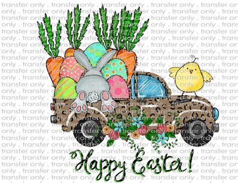 Easter Vintage Truck Waterslide Sublimation Transfers Sticky