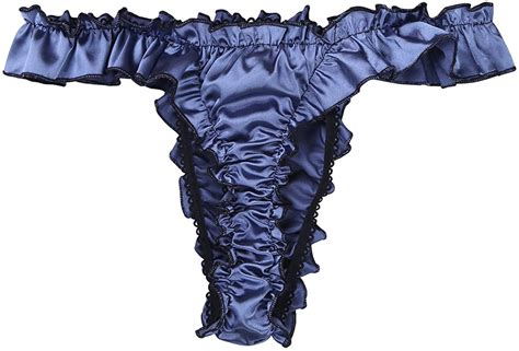Iefiel Mens Soft Satin Polka Dot Ruffled Extra Frilly Thong Sissy Underwear Tan Ebay