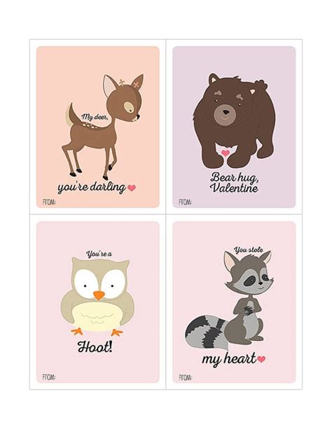 Maddiekatdesign Woodland Animal Valentines Unique Valentines Day