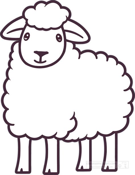Sheep Clipart Sheep Coloring Pages For Kids Black Outline Printable