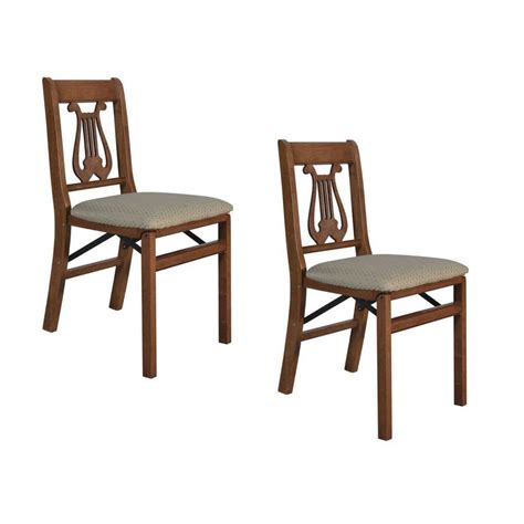 Stakmore 2 Pack Indoor Cherry Wood Padded Standard Folding Chair At