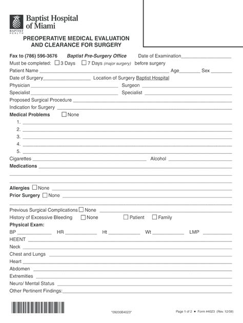 Pre Op Medical Clearance 2008 2024 Form Fill Out And Sign Printable