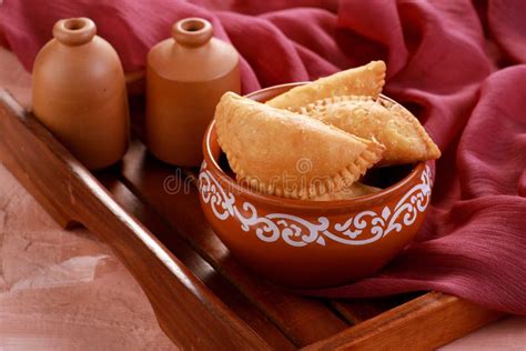 Indian Traditional Sweet Food Gujiya Or Gujia Made During The Holi