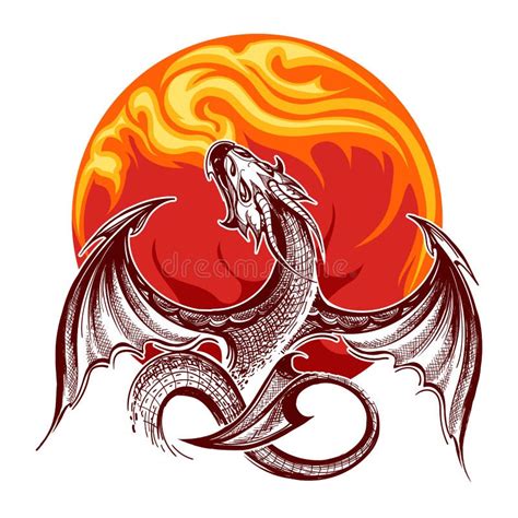 Symbol Of The Fire Dragon Stock Vector Illustration Of Sketch 31433062