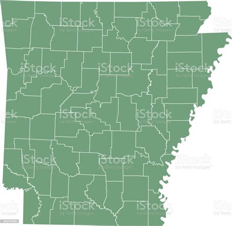 Arkansas County Map Vector Outline Illustration Green Background