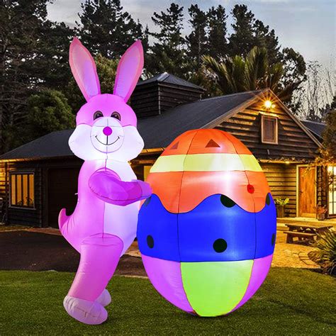 Ottoy 8ft Easter Inflatables Bunny With Egg Outdoor Indoor Easter