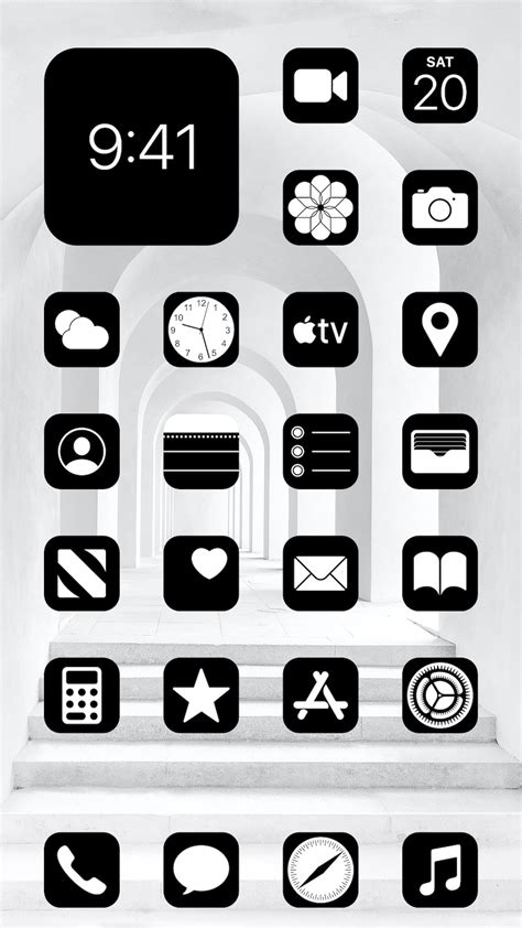Icon Set Black And White Icons Ios 14 Free Grayscale App Icons For
