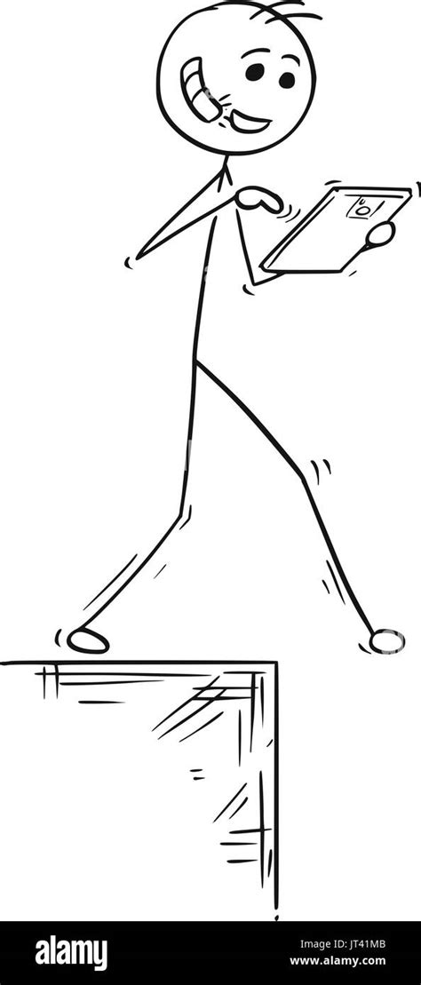 Vector Cartoon Stick Figure Drawing Conceptual Illustration Of Wall