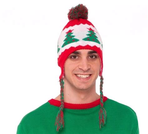 Funny Christmas Trees Winter Knit Hat Adult Christmas Cap Ugly Sweater