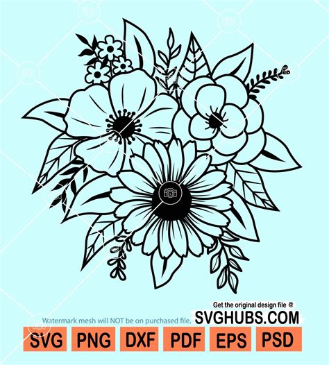 Flower Bouquet Svg Floral Svg Bouquet Svg Floral Decoration Svg