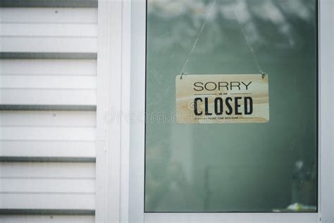 Sorry We Re Closed Sign Grunge Image Hanging On A Door Stock Photo
