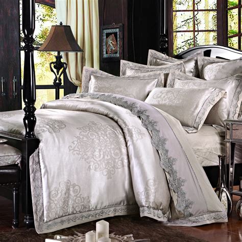silver silk luxurious bedclothes cotton bed sheets queen size bedspread