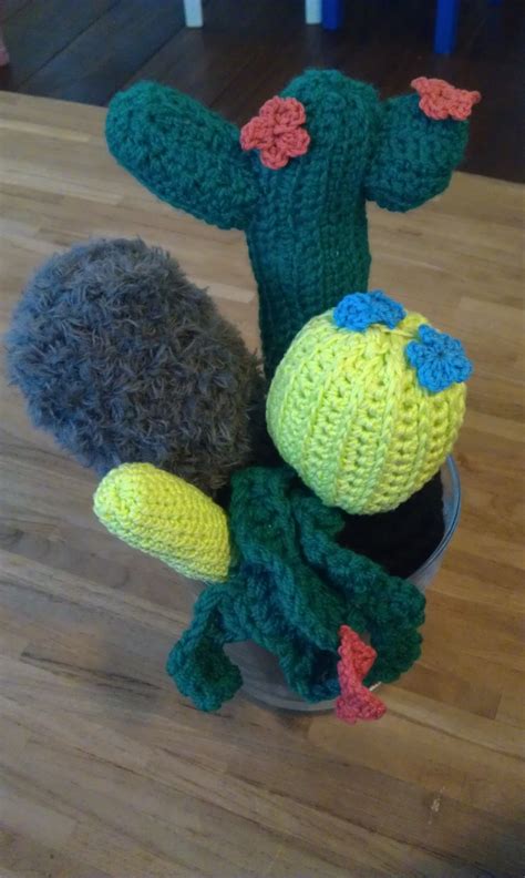 Cut the top of your rootstock, and place the cut ends of the offshoot and the rootstock. Inspinration: Crochet cactus tutorial (the one with the ...