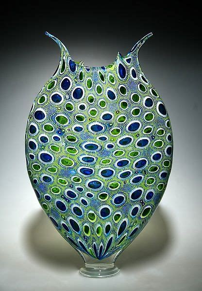 Aqua And Lime Windowed Foglio By David Patchen Art Glass Vessel Artful Home Glass Artists