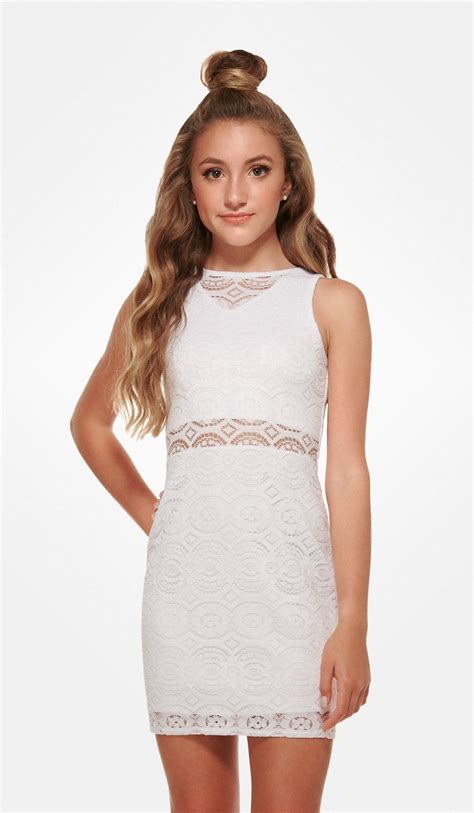 The Sally Miller Adriana Dress Juniors White Stretch Crochet Lace