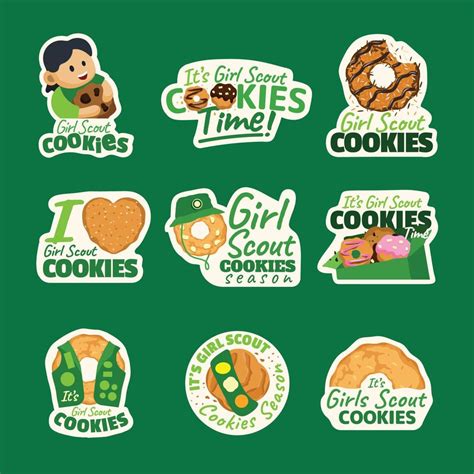 Girl Scout Cookies Sticker Collection 7222923 Vector Art At Vecteezy