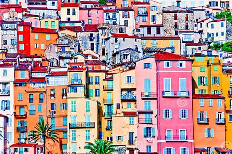 Colorful Houses In Provence Village Of Menton Stock Photo Image Of