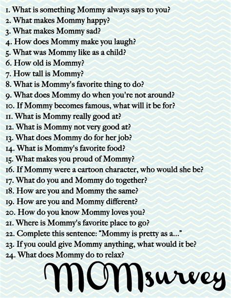 24 Questions To Ask Your Kids For Mothers Day Answers Are