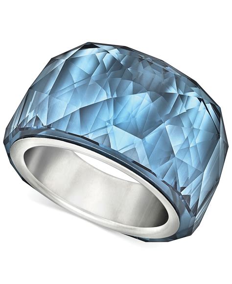 Swarovski Silvertone Montana Blue Crystal Ring In Blue Lyst