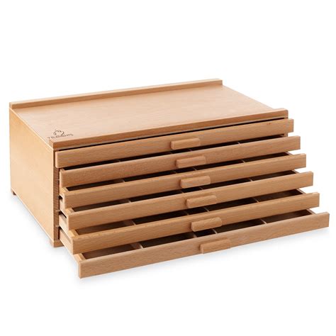 7 Elements 6 Drawer Wooden Artist Storage Supply Box For Pastels